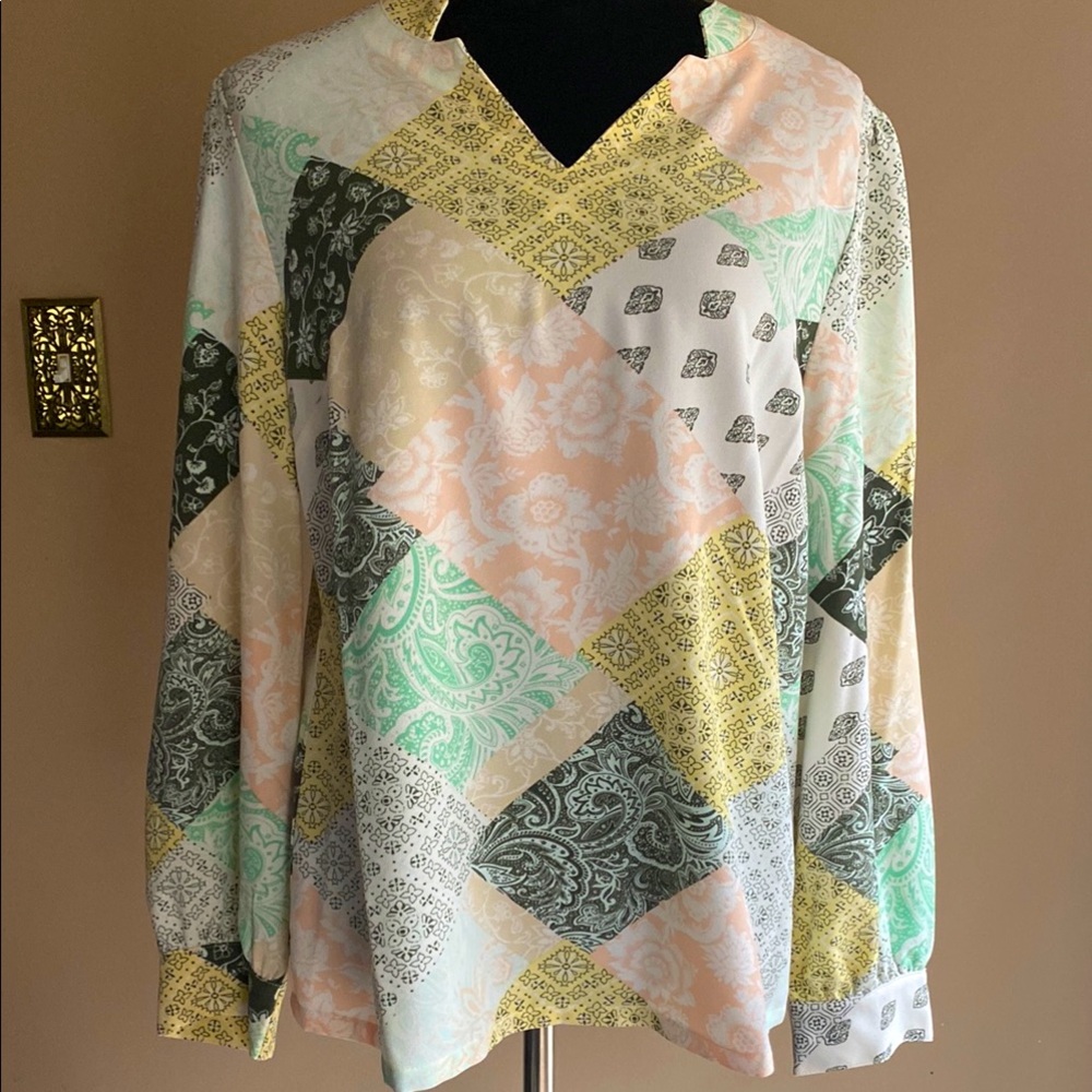 Patchwork Long Sleeve Women's Top